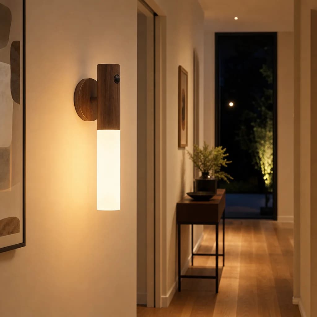 Corridoio illuminato dalla luce calda di Elvora LuceSense